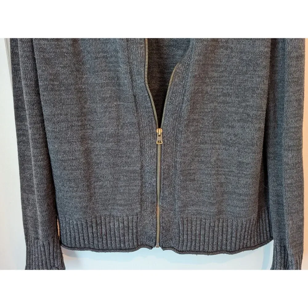 Gap Mens Large Sweater Zip Cardigan Charcoal Gray Cotton Blend W/Silk